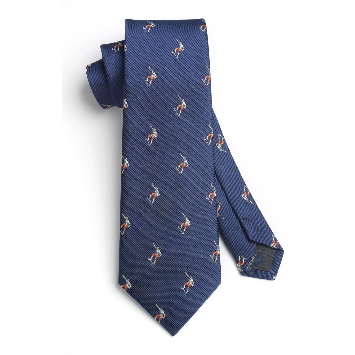 Hisdern Navy Blue Skateboard Print Men's Suit Tie Set