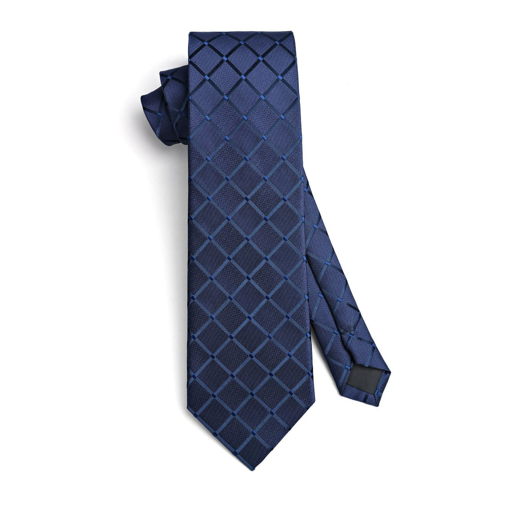 Hisdern Navy Blue Plaid Wedding Accessories Set