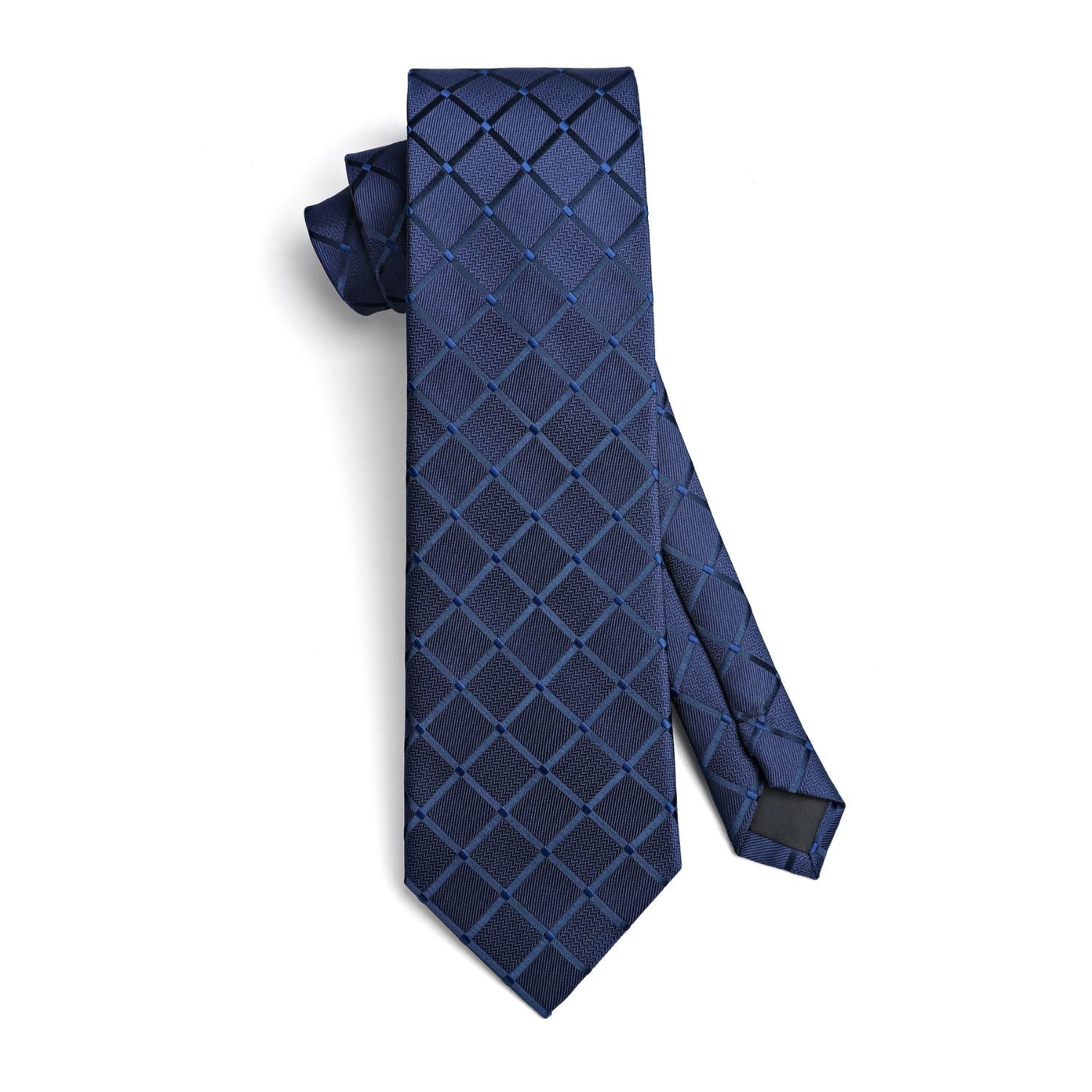 Hisdern Navy Blue Plaid Wedding Accessories Set