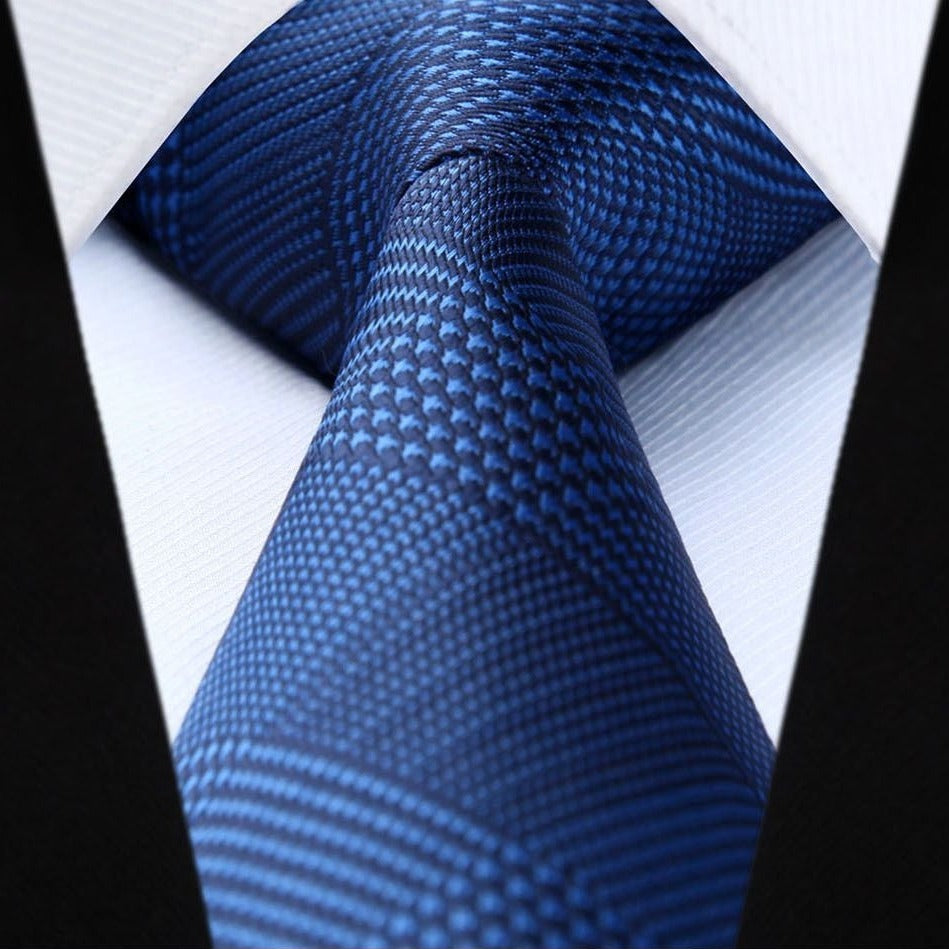 Hisdern Blue Plaid Wedding Business Tie Set