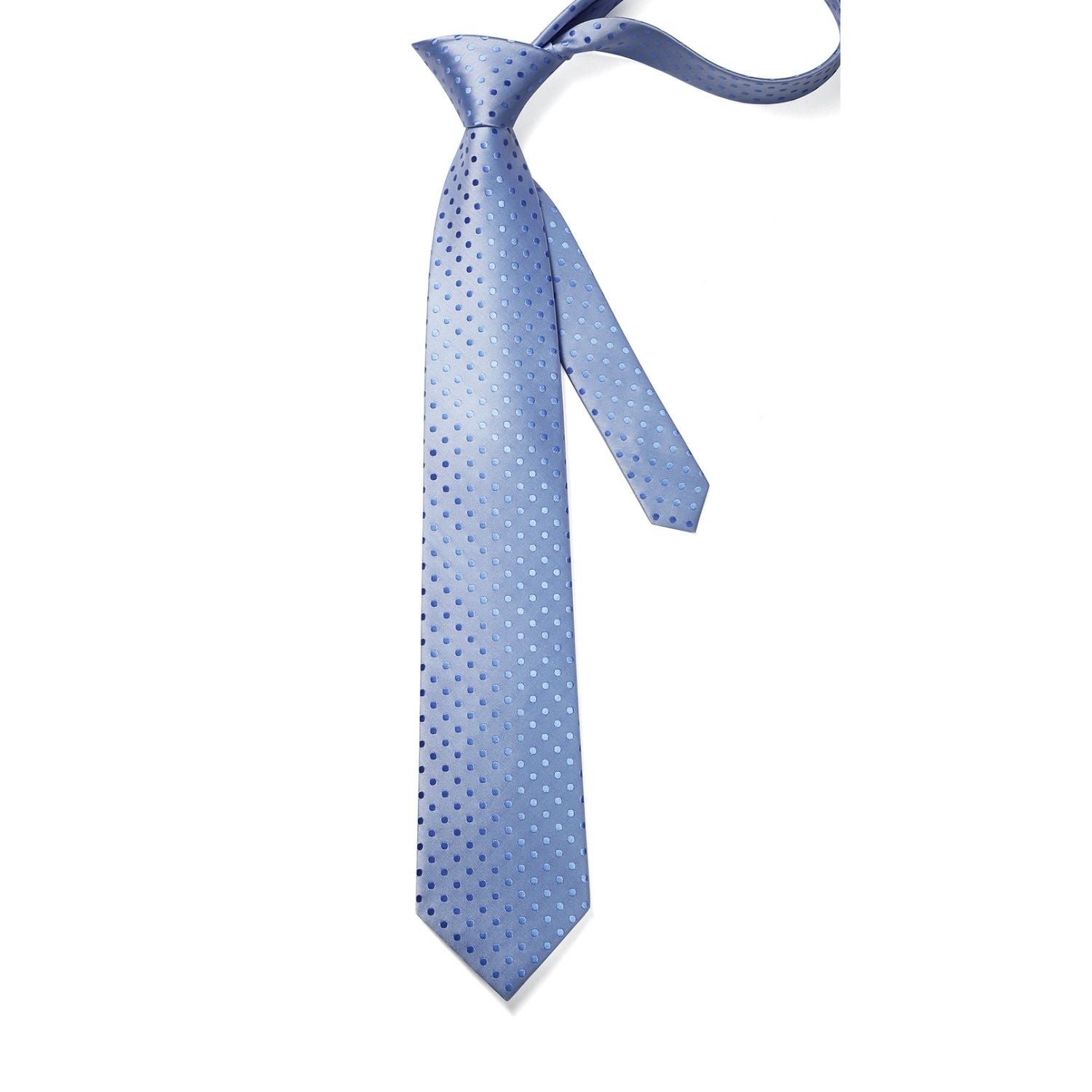 Hisdern Baby Blue Polka Dot Tie Set For Groomsmen