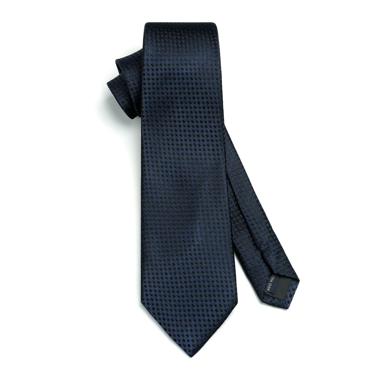 Hisdern Navy Blue Houndstooth Wedding Tie Set