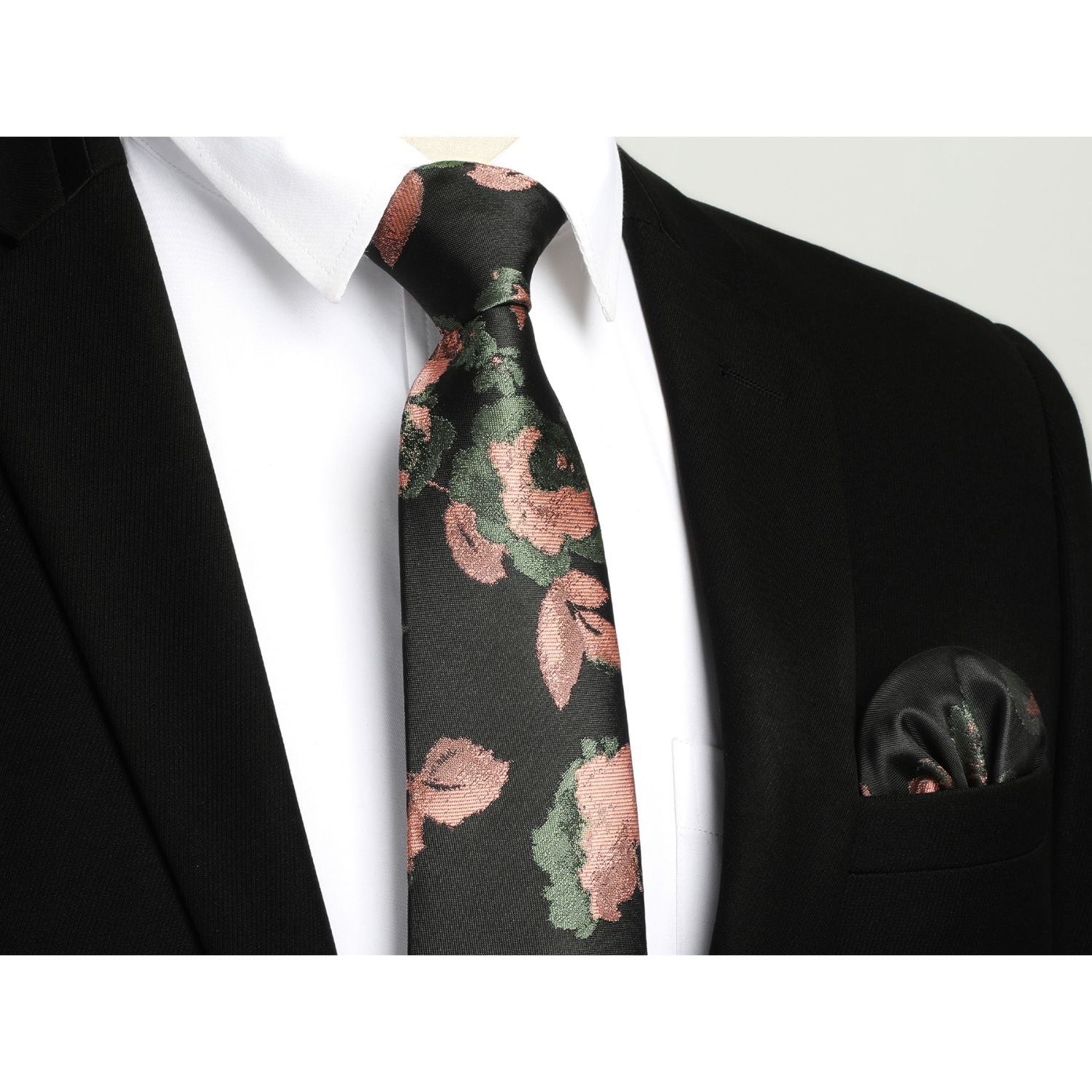 Hisdern Black Pink Floral Wedding Accessories Set