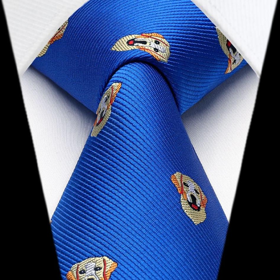 Hisdern Blue Golden Retriever Print Men's Suit Tie Set
