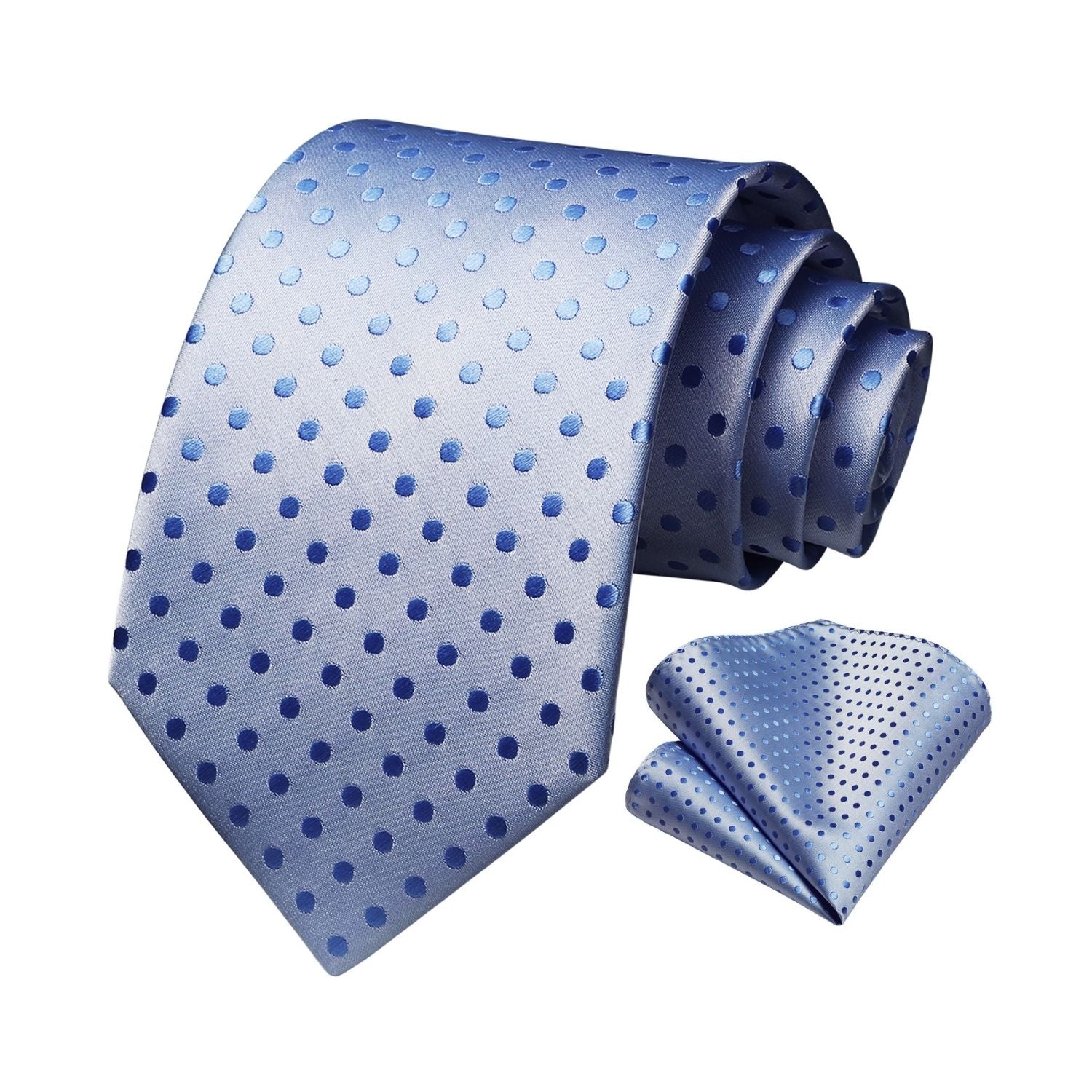 Hisdern Baby Blue Polka Dot Tie Set For Groomsmen