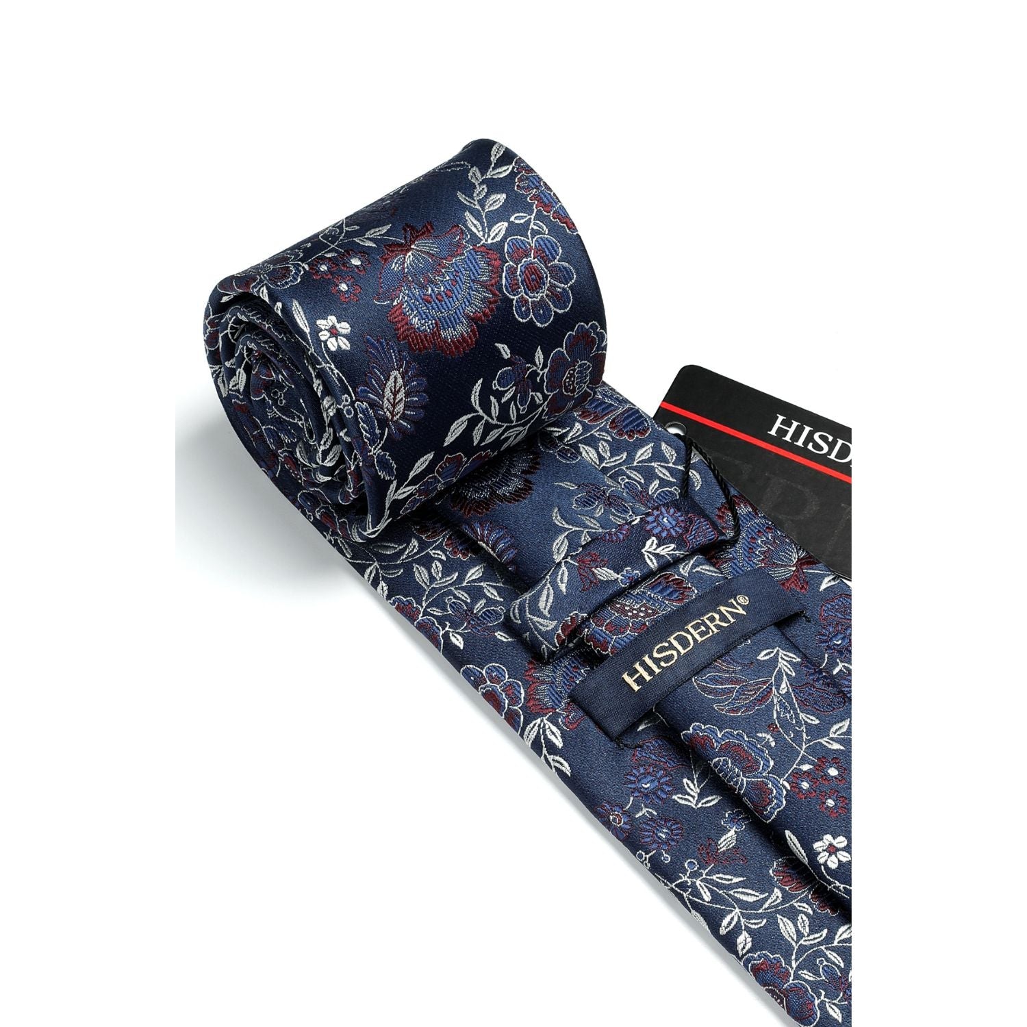 Hisdern Navy Blue Floral Wedding Accessories Set