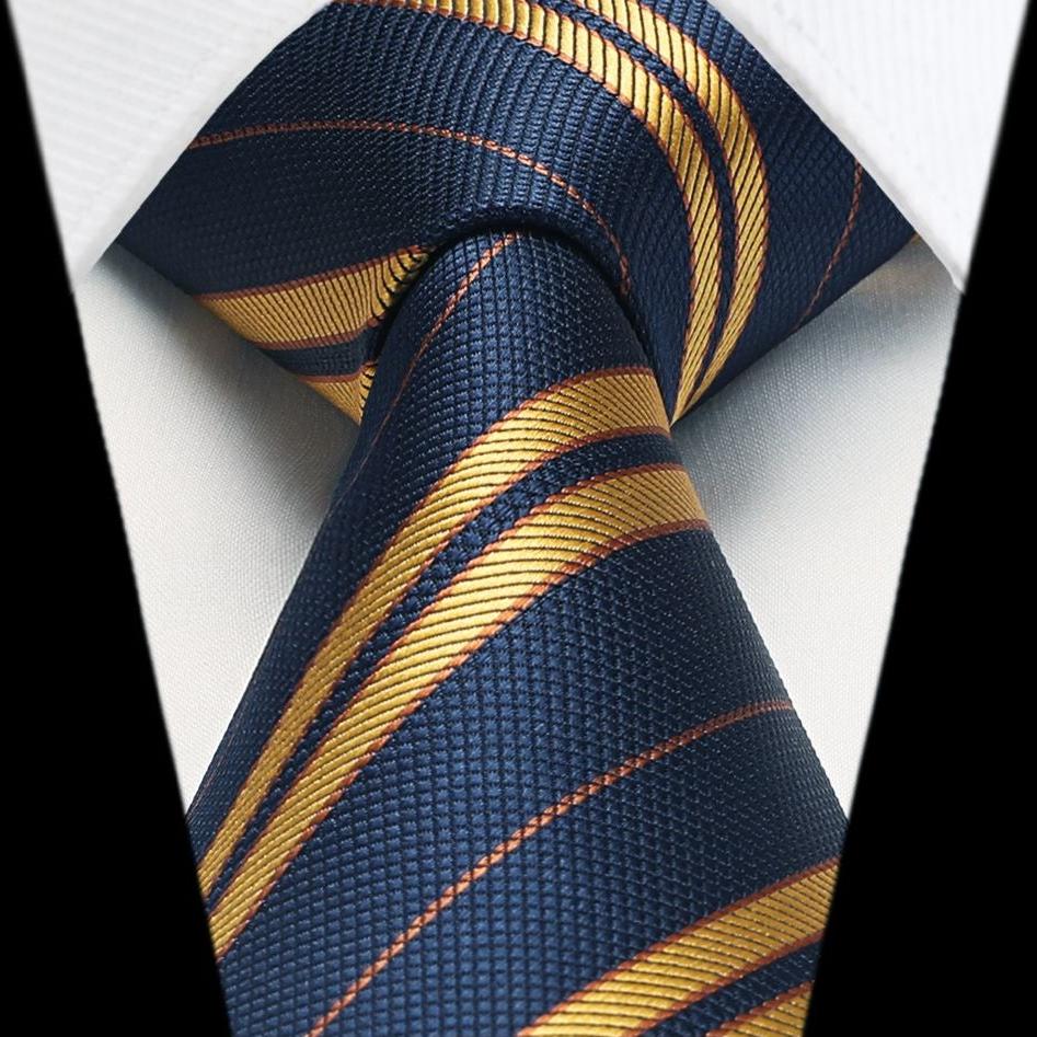 Hisdern Navy Blue Striped Business Tie Set