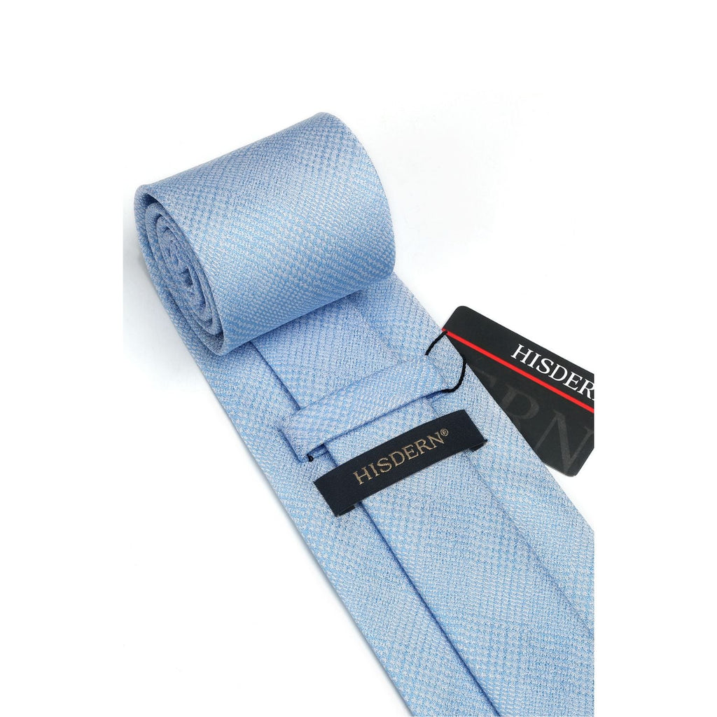 Hisdern Blue Plaid Pocket Square With Matching Tie