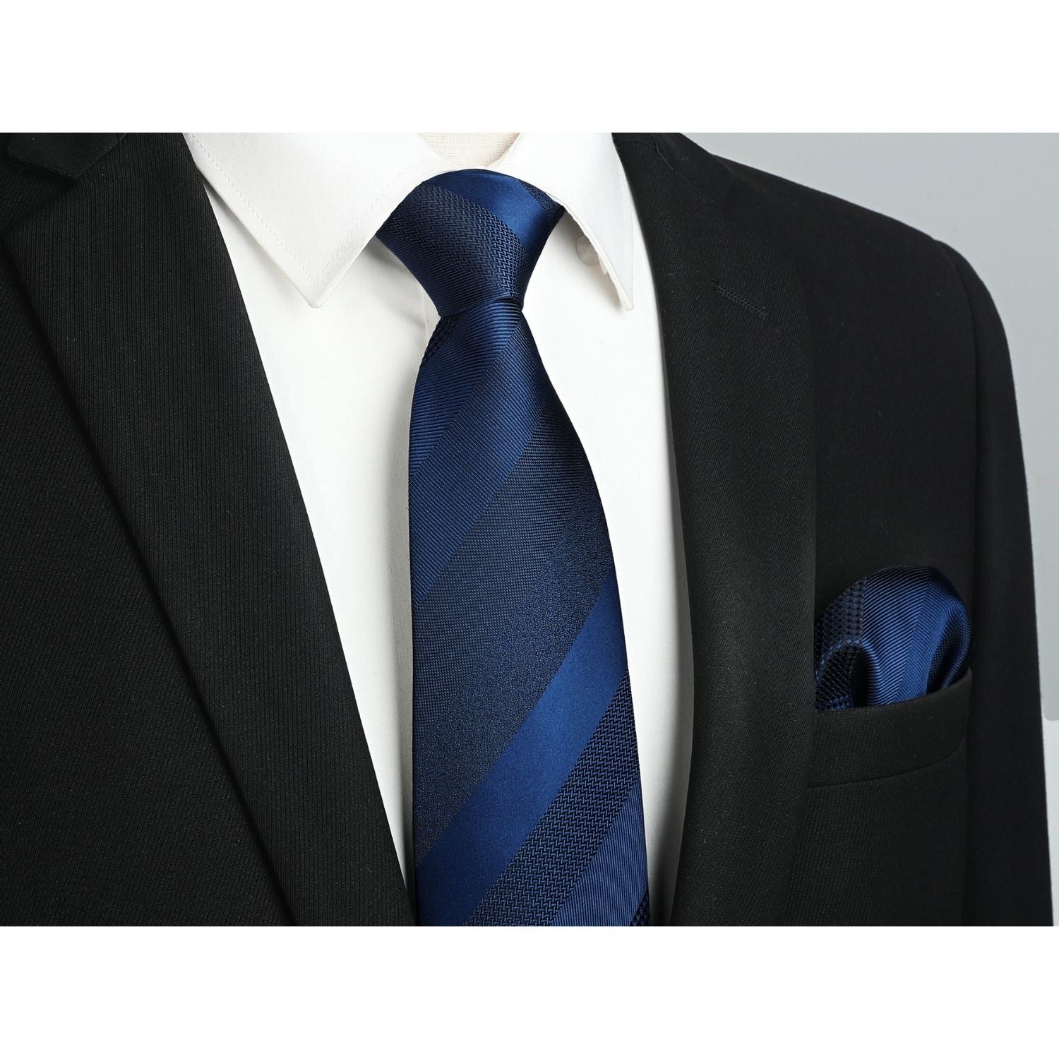 Hisdern Blue Striped Business Tie Set