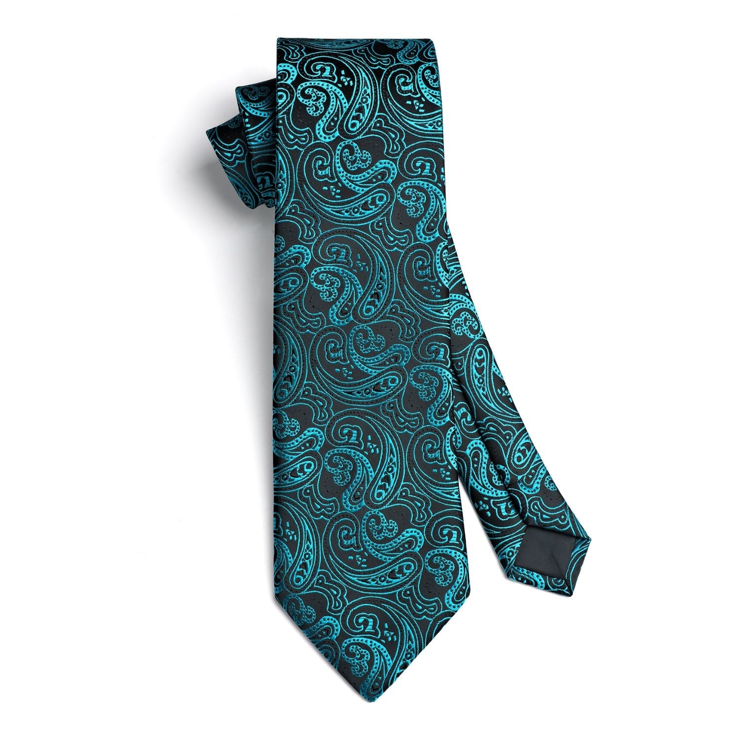 Hisdern Blue Paisley Wedding Accessories Set with Cufflinks
