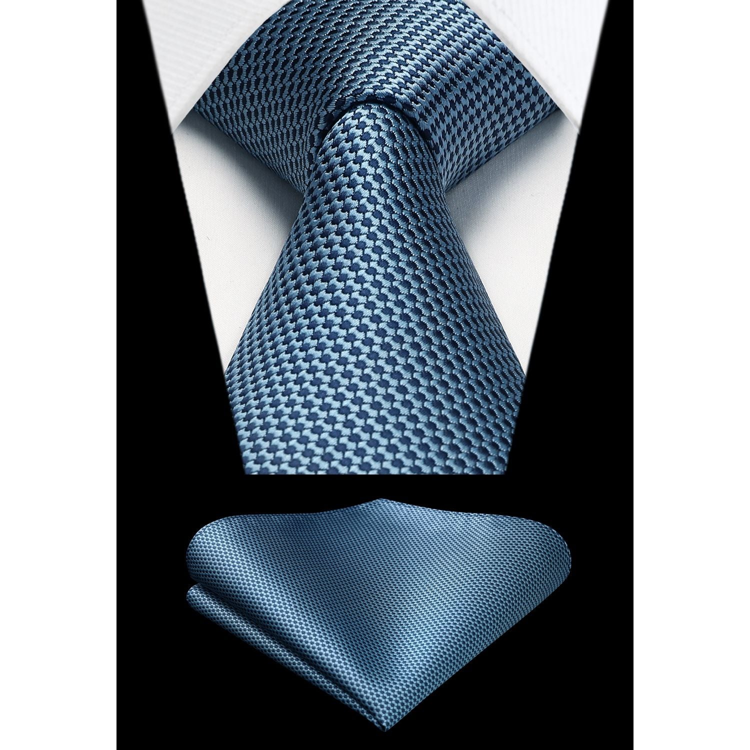 Hisdern Blue Houndstooth Wedding Tie Set