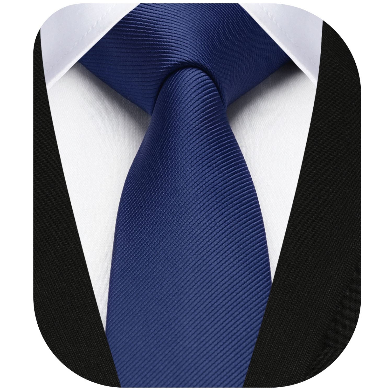 Hisdern Solid Print Skinny Tie Slim 2.4'' Formal Navy Blue Wedding Tie