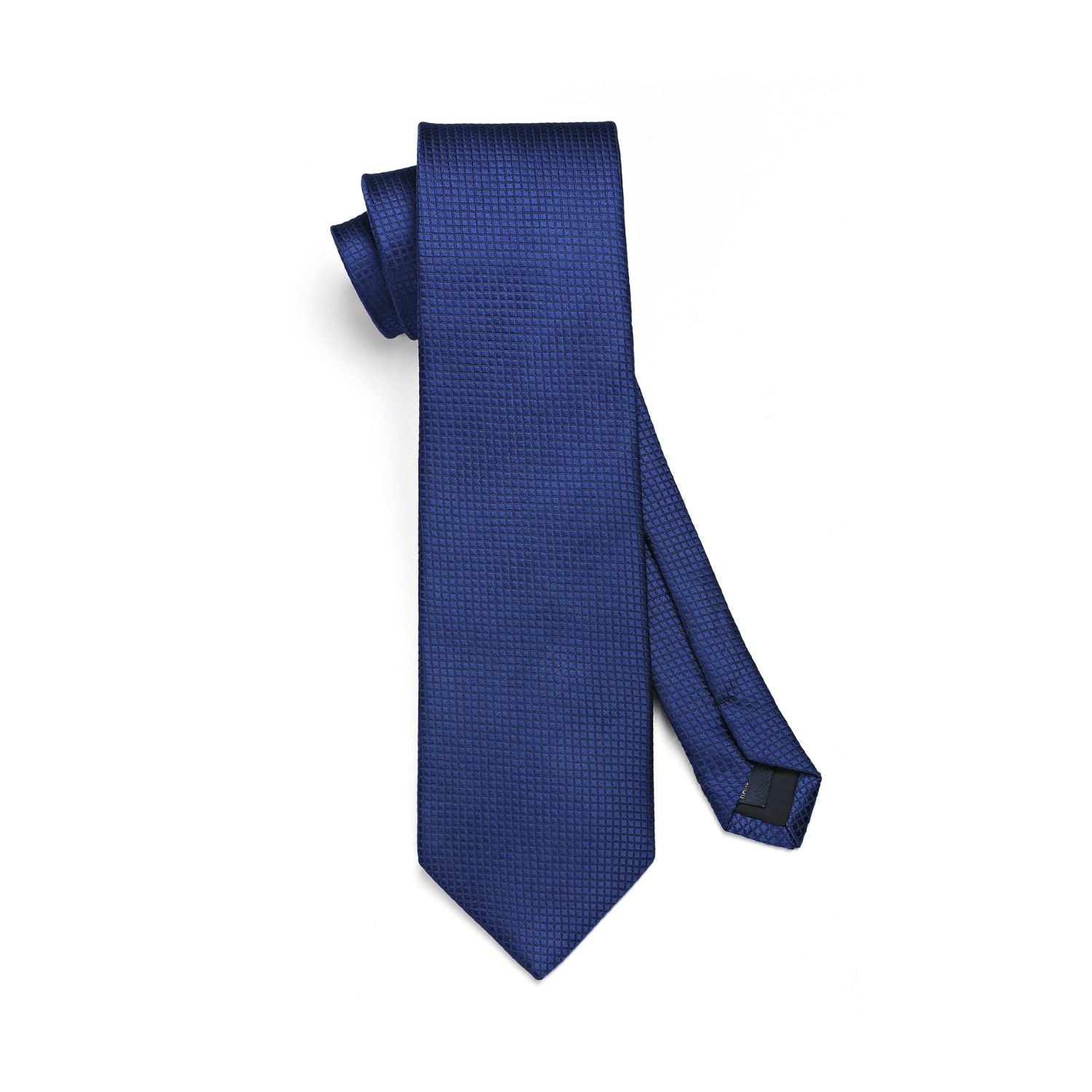 Hisdern Navy Blue Plaid Pocket Square With Matching Tie