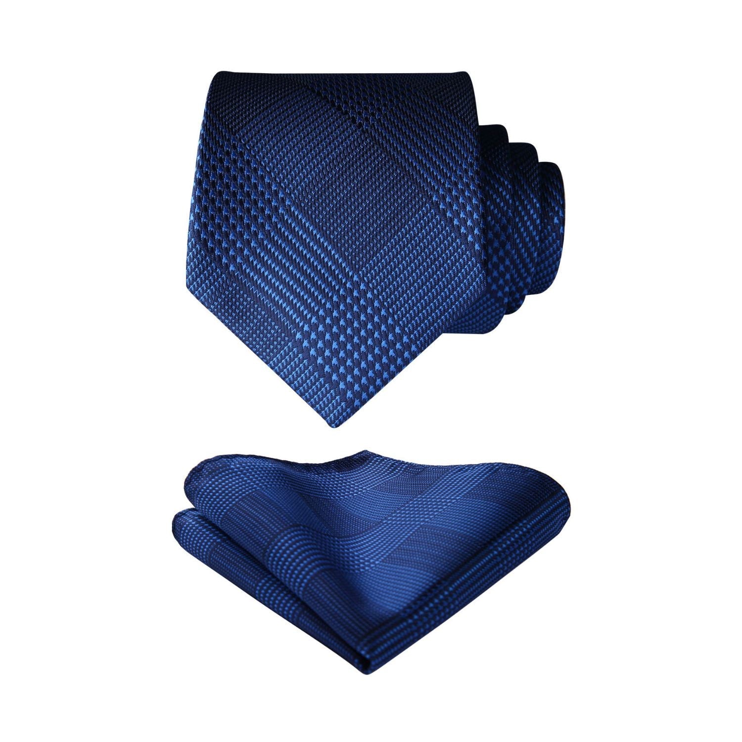 Hisdern Blue Plaid Wedding Business Tie Set