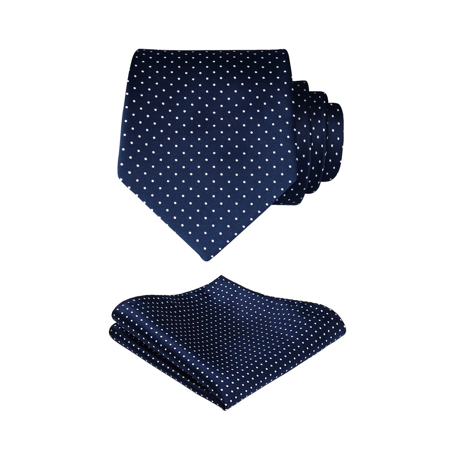 Hisdern Navy Blue Polka Dot Print Tie Set For Formal Events