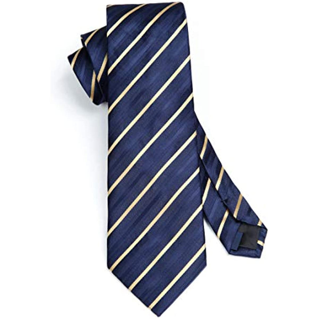 Hisdern Navy Blue Striped Business Tie Set