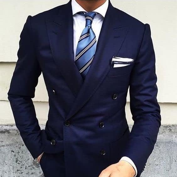 Hisdern Sky Blue Striped Business Accessories Set with Cufflinks