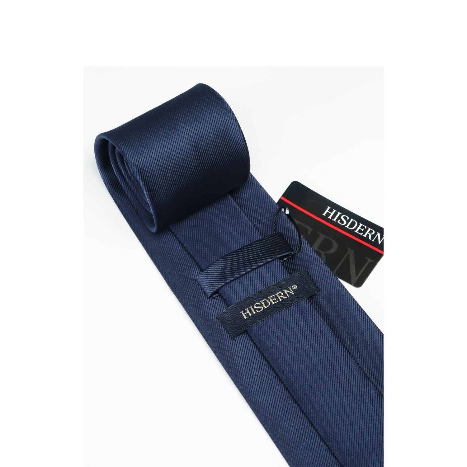 Hisdern Navy Blue Solid Wedding Accessories Set with Cufflinks