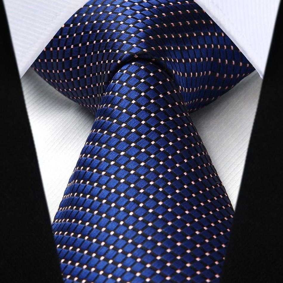 Hisdern Navy Blue Plaid Wedding Accessories Set