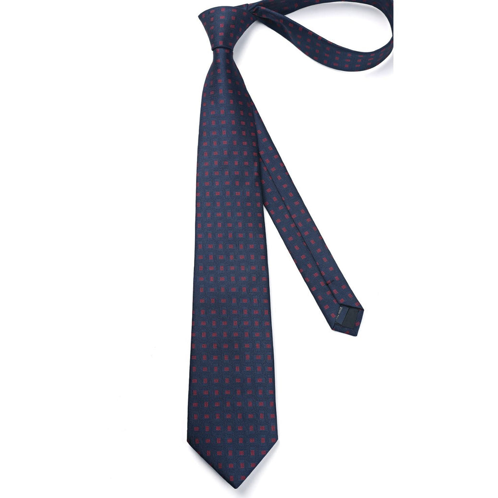 Hisdern Blue Plaid Pocket Square With Matching Tie