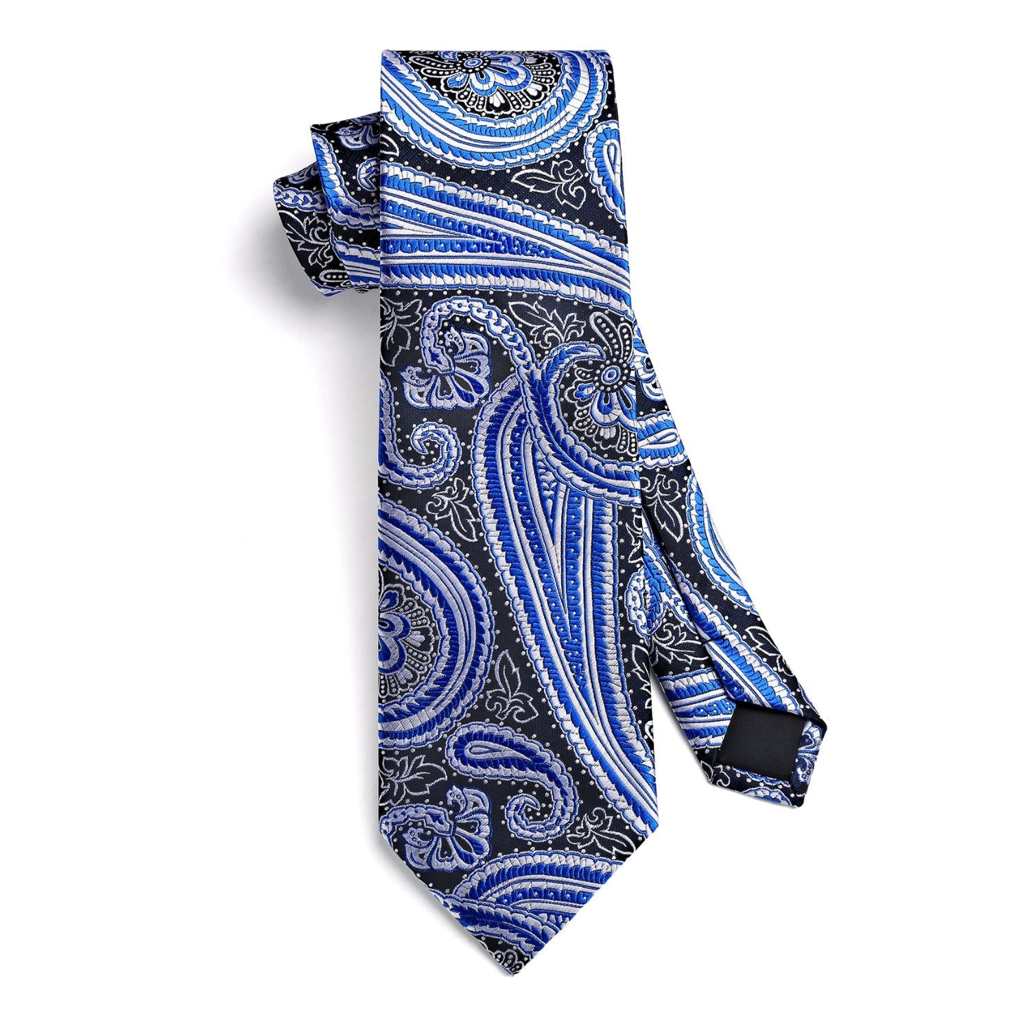 Hisdern Blue Paisley Wedding Accessories Set with Cufflinks