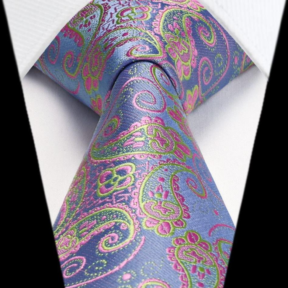 Hisdern Light Steel Blue Paisley Tie Set For Formal Wear