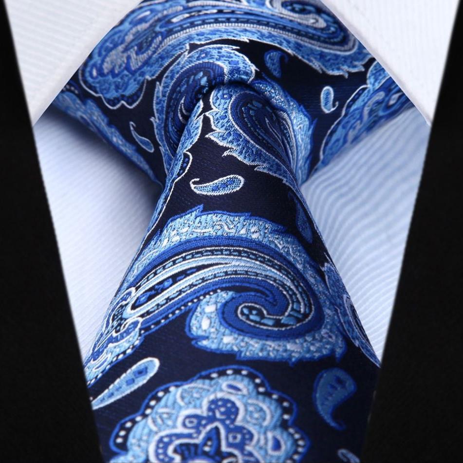 Hisdern Blue Paisley Tie Set For Formal Wear
