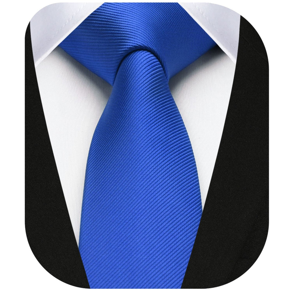 Hisdern Solid Print Skinny Tie Slim 2.4'' Formal Royal Blue Wedding Tie