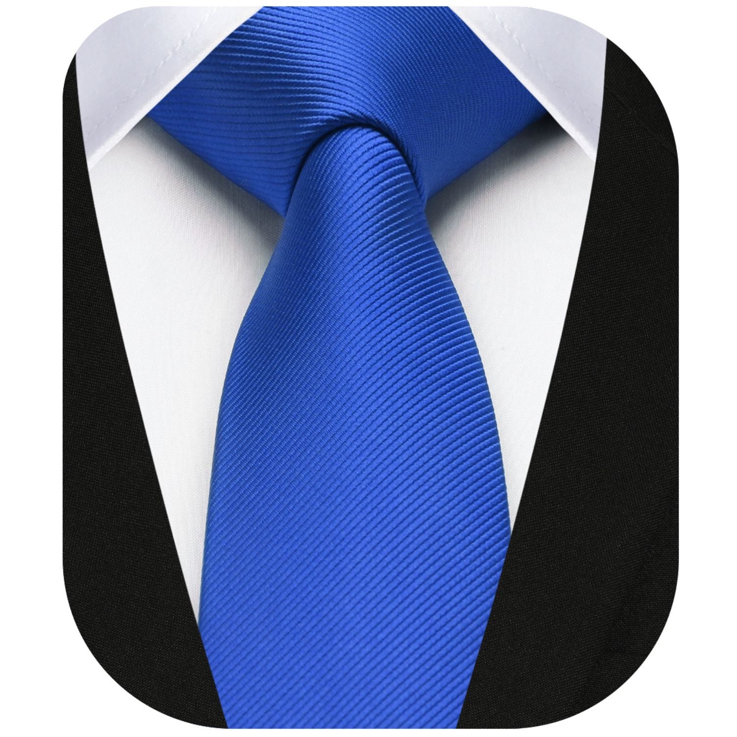 Hisdern Solid Print Skinny Tie Slim 2.4'' Formal Royal Blue Wedding Tie
