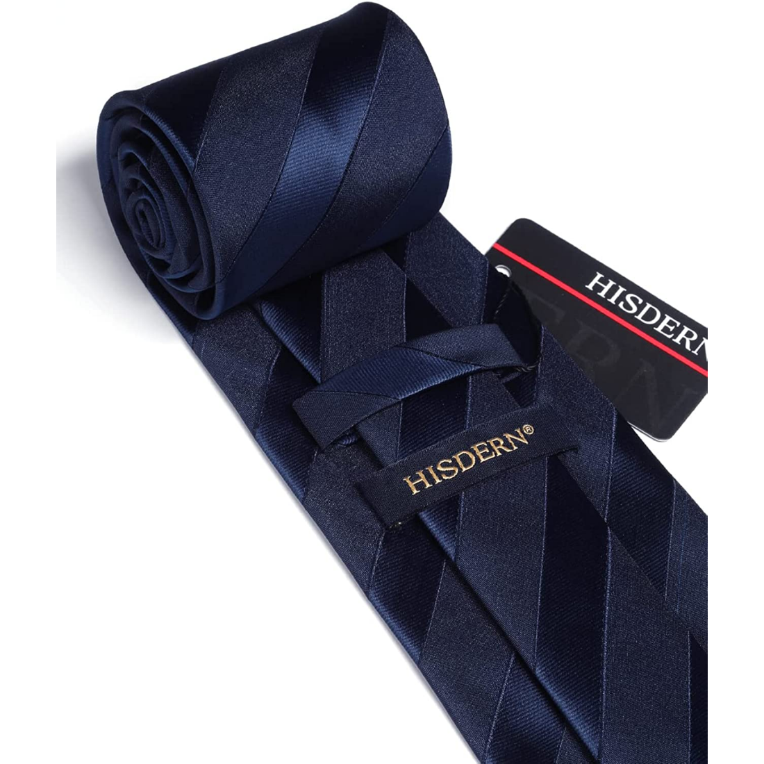 Hisdern Navy Blue Striped Business Tie Set
