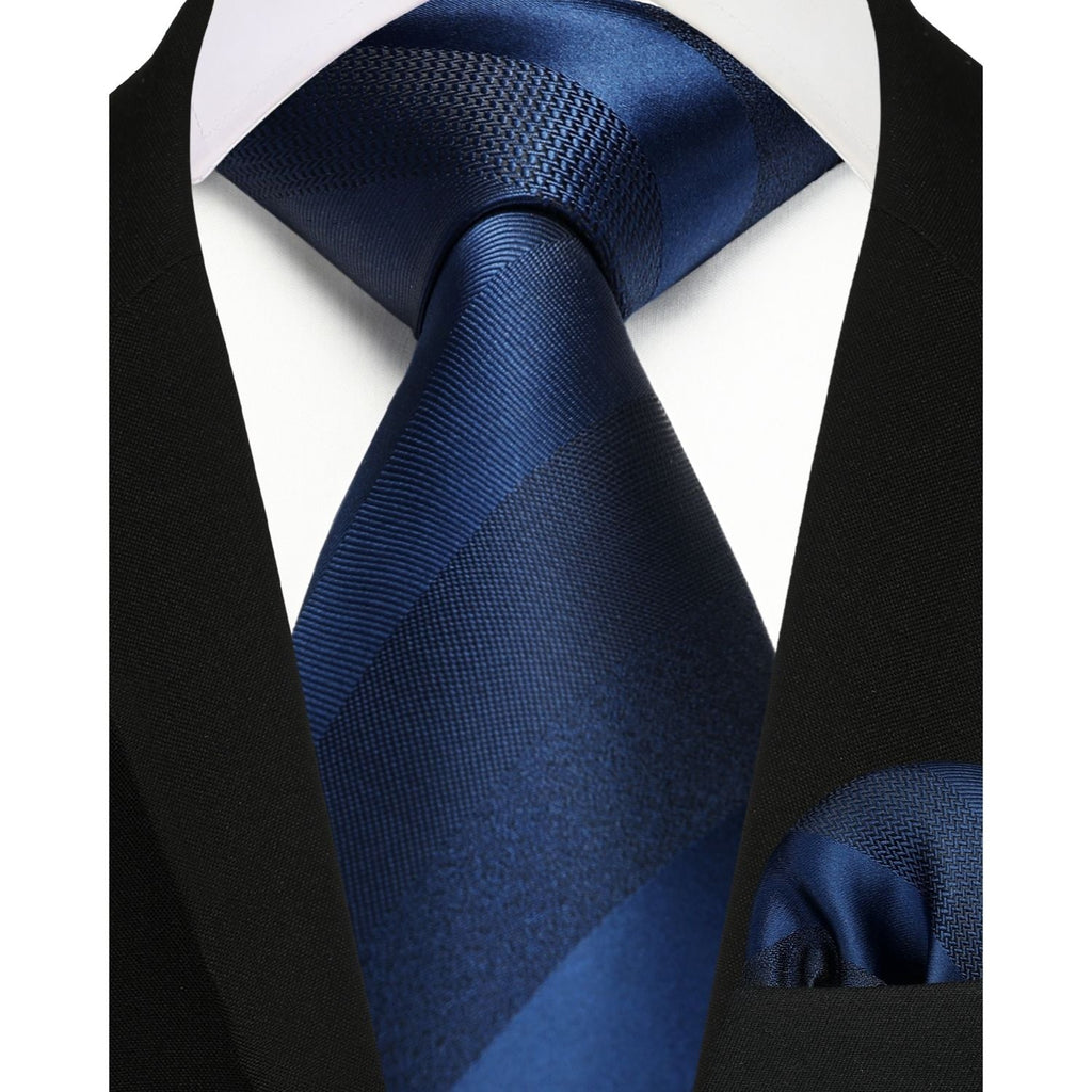 Hisdern Blue Striped Business Tie Set