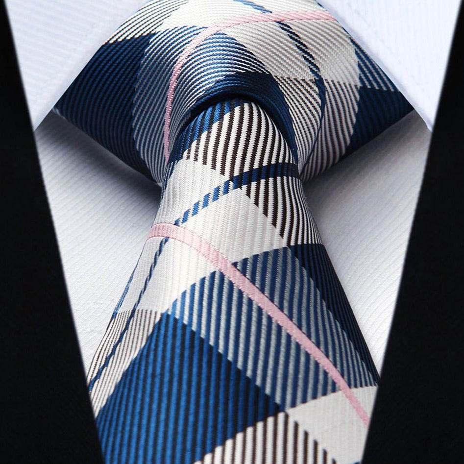 Hisdern Grey Plaid Tie Set For Groomsmen