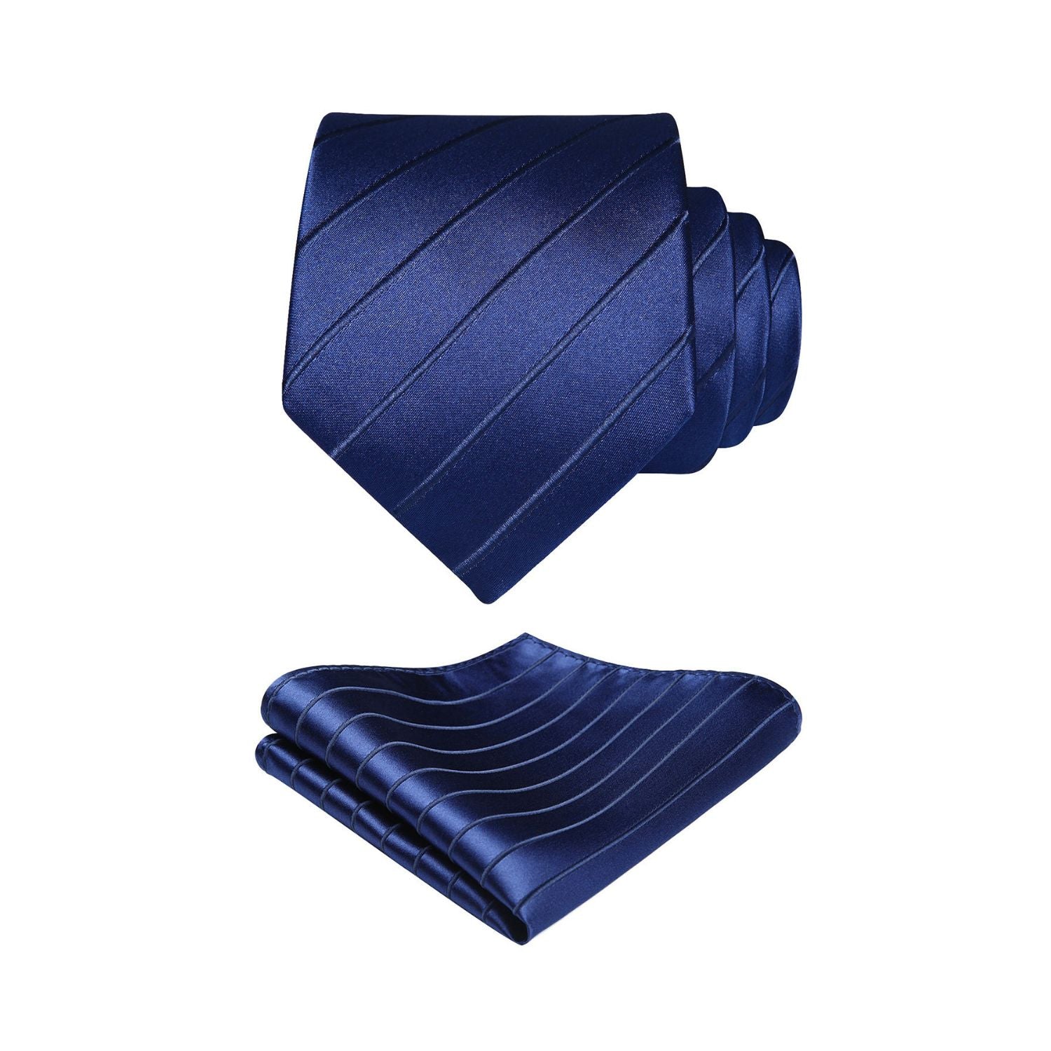 Hisdern Navy Blue Striped Business Tie Set