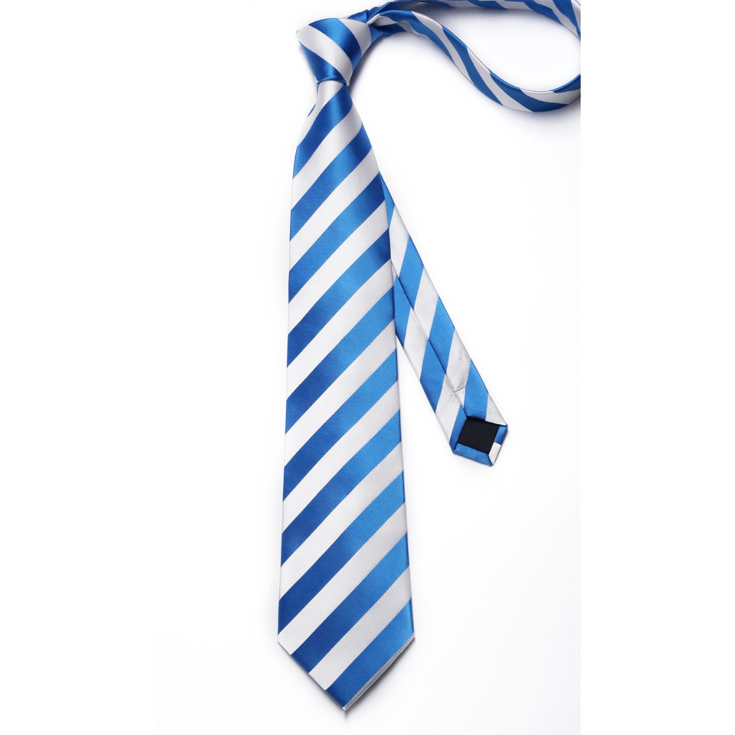 Hisdern Blue White Striped Wedding Accessories Set with Cufflinks