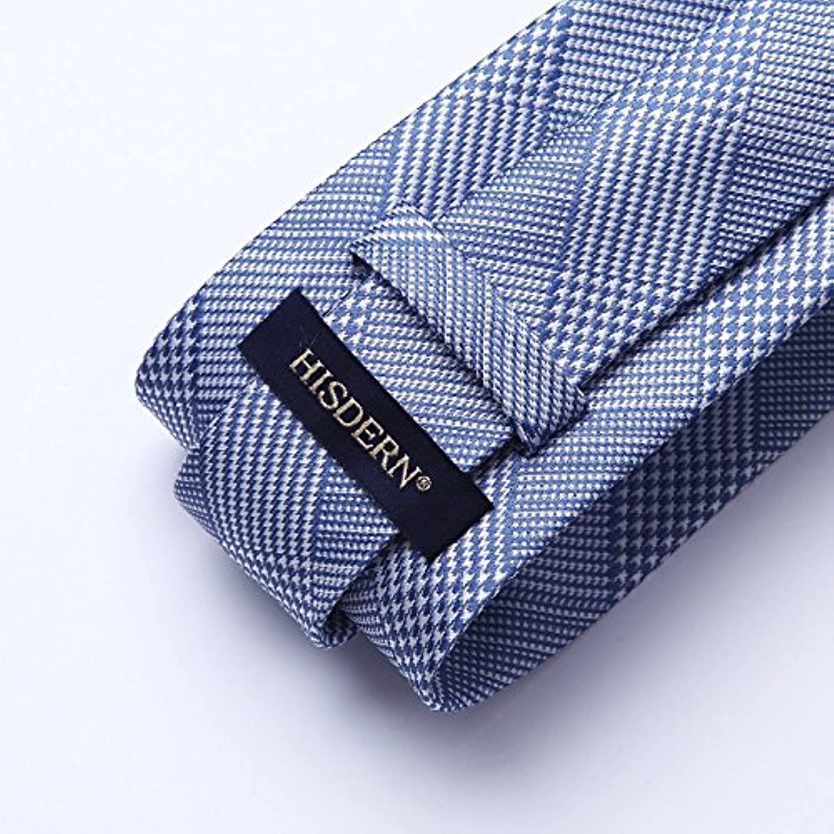 Hisdern Blue White Plaid Business Tie Set