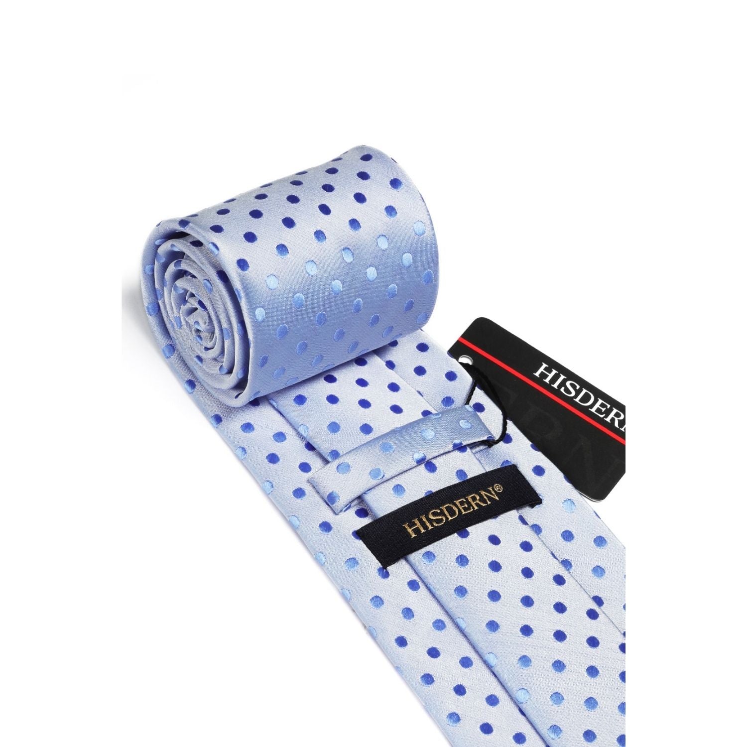 Hisdern Baby Blue Polka Dot Tie Set For Groomsmen