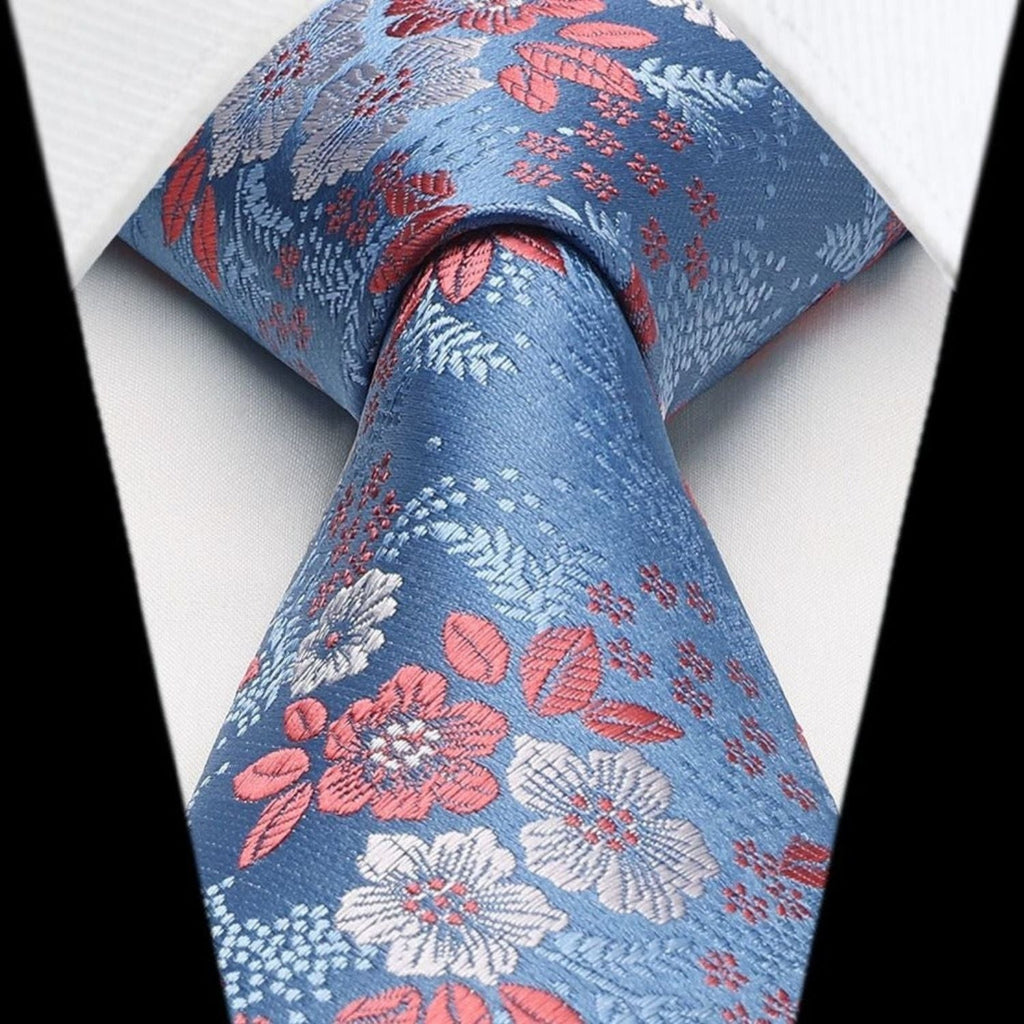 Hisdern Pink Blue Floral Wedding Accessories Set