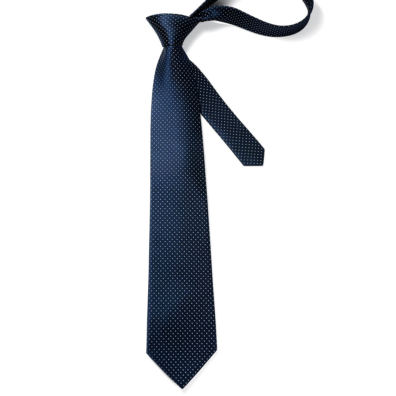 Hisdern Navy Light Blue Polka Dot Print Tie Set For Formal Events