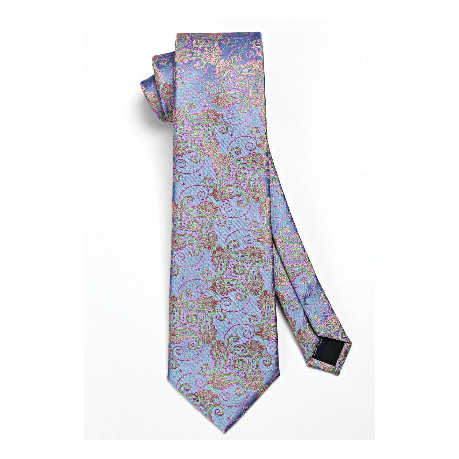 Hisdern Light Steel Blue Paisley Tie Set For Formal Wear