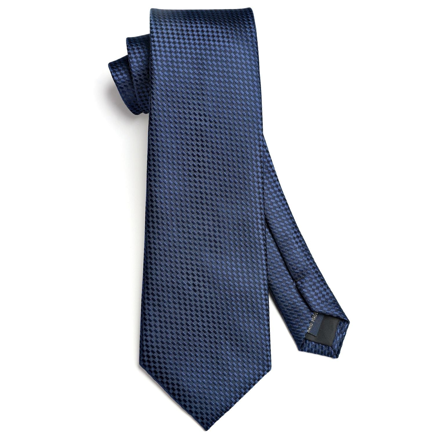 Hisdern Navy Blue Plaid Wedding Business Tie Set