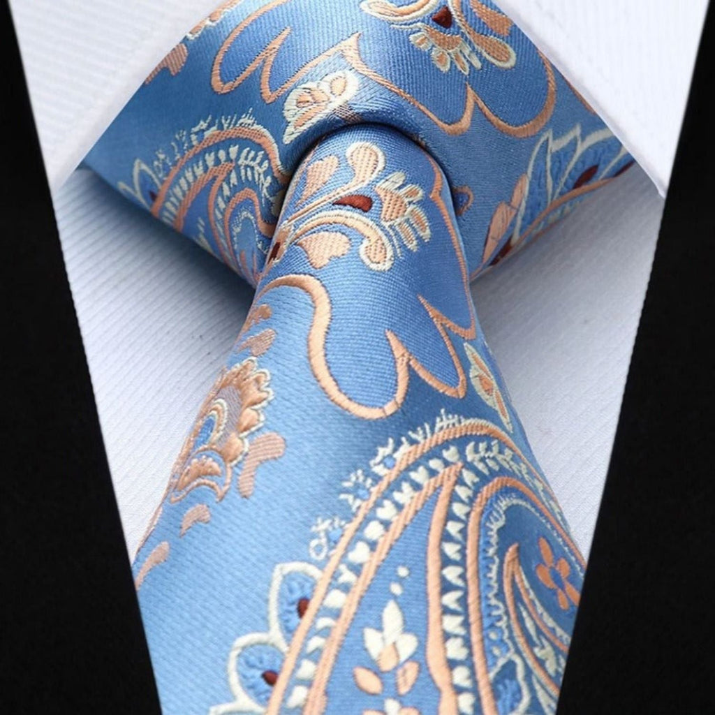 Hisdern Light Blue Purple Paisley Set For Groomsmen