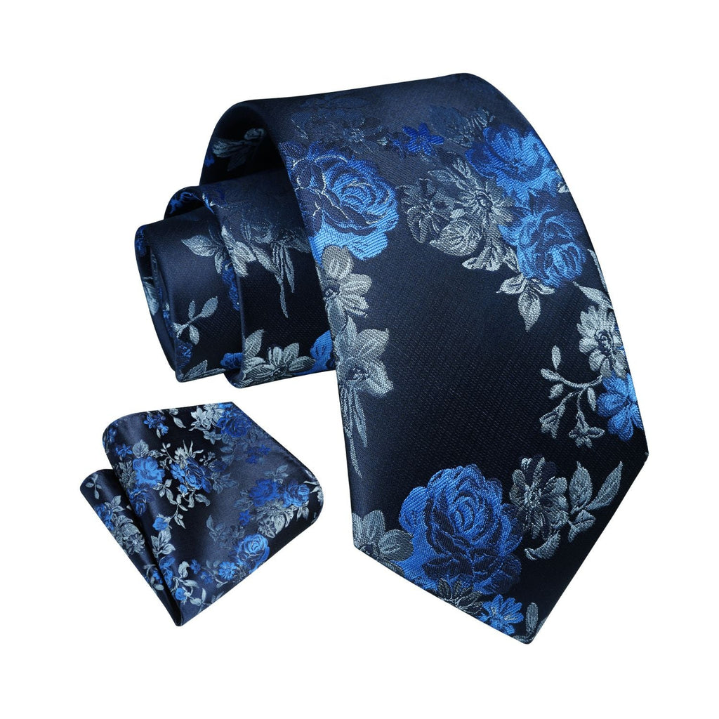 Hisdern Blue Floral Wedding Accessories Set