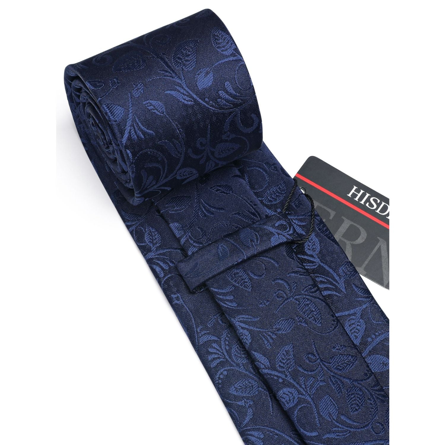 Hisdern Navy Blue Paisley Tie Set For Groomsmen