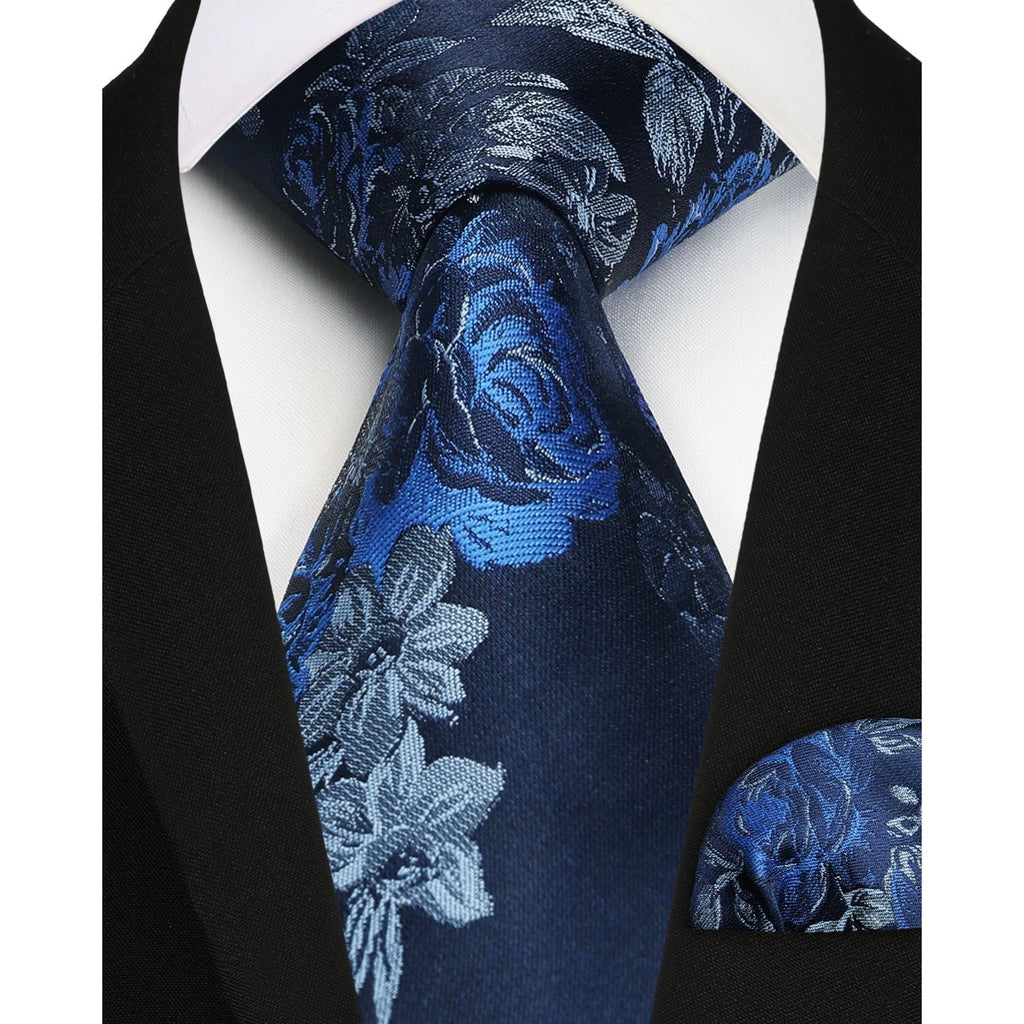 Hisdern Blue Floral Wedding Accessories Set