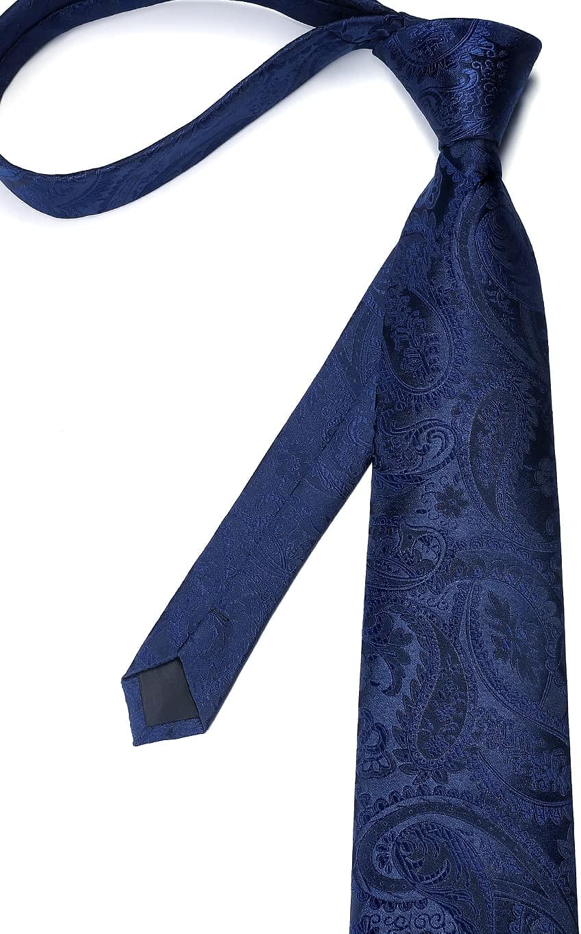 Hisdern Navy Blue Paisley Wedding Accessories Set with Clip