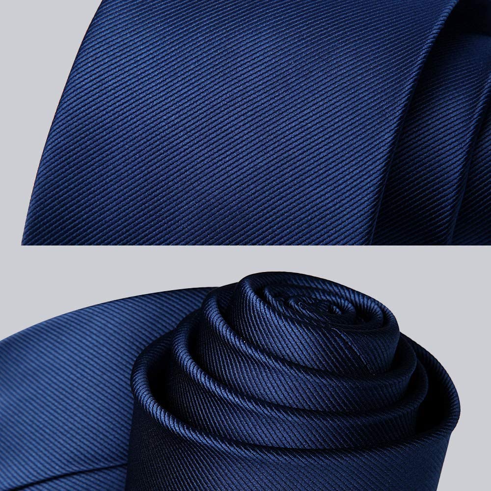 Hisdern Navy Blue Solid Men’s Tie Set for Formal & Wedding
