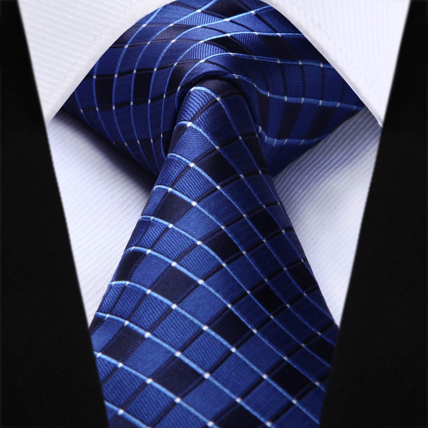Hisdern Blue Plaid Business Tie Set