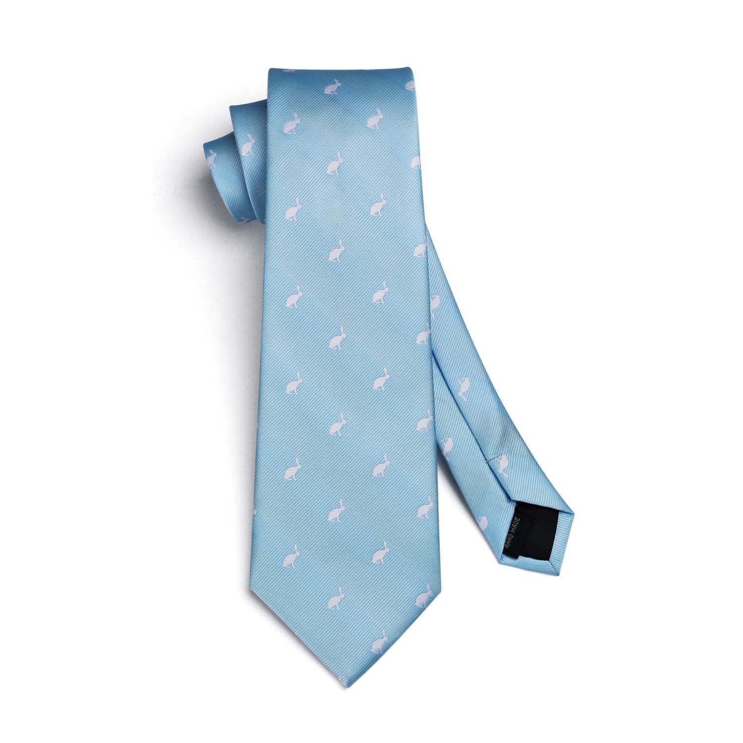 Hisdern Light Blue Rabbit Print Men's Suit Tie Set