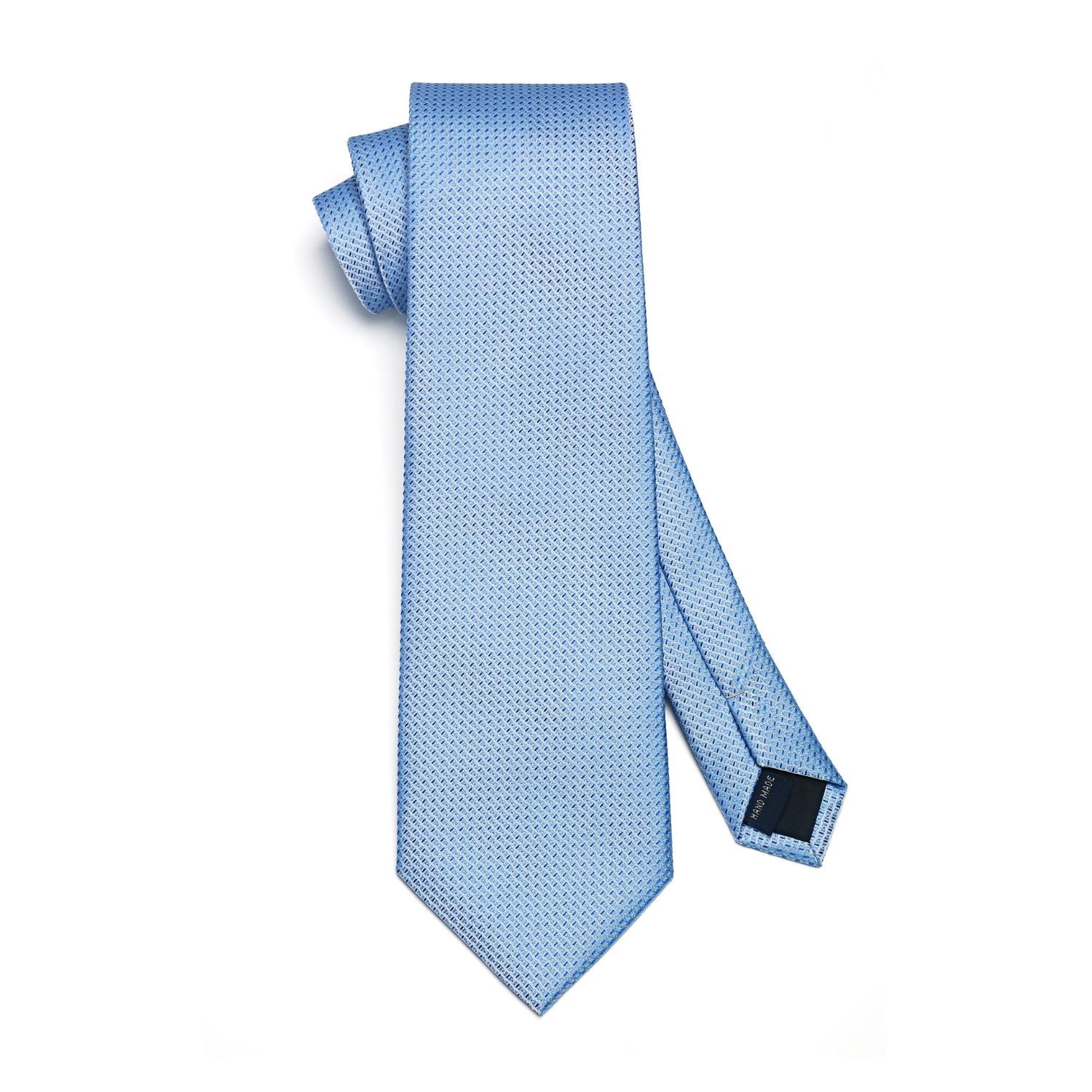 Hisdern Baby Blue Plaid Wedding Accessories Set with Cufflinks
