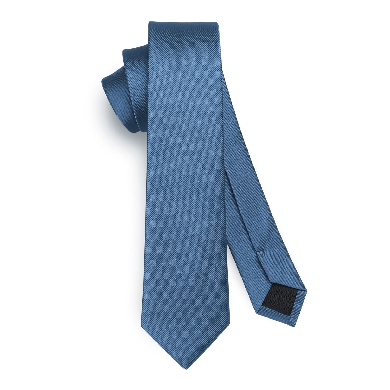 Hisdern Solid Print Skinny Tie Slim 2.4'' Formal Dusty Blue Wedding Tie